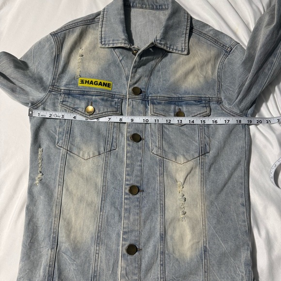 Bibisama Anime Hagane Jean Jacket Distressed Light Blue Denim Size 2 (Medium) - Picture 9 of 14